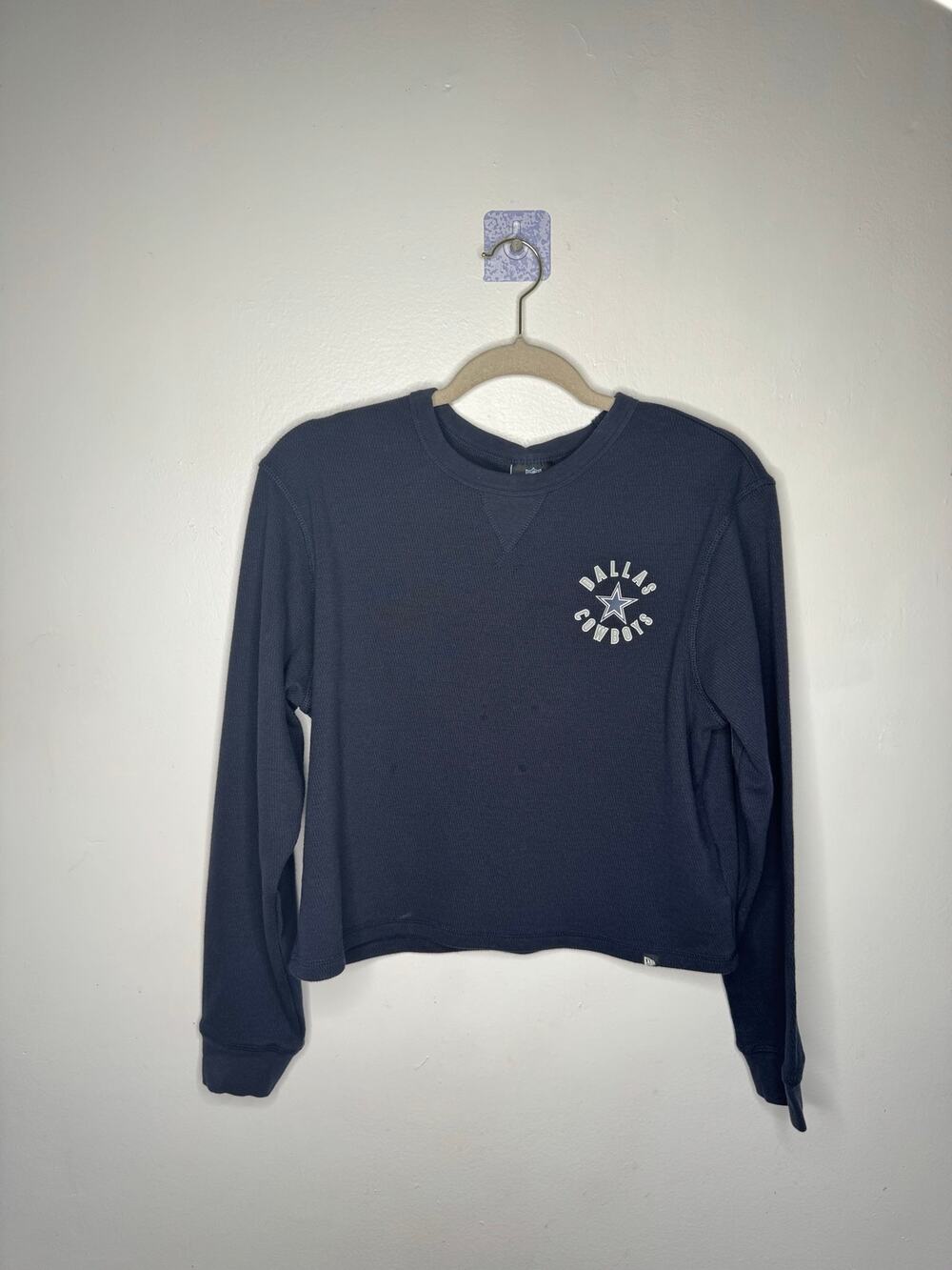 Women’s Dallas Cowboys NFL Team Apparel Boxy Long Sweatshirt – Navy – Size M